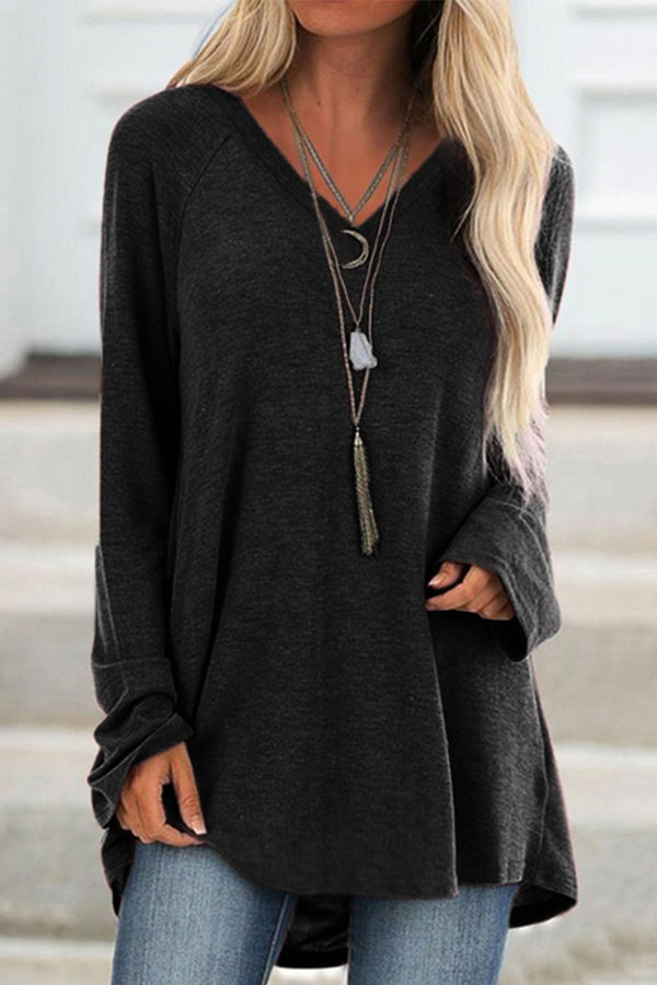 WR3396 V neck Oversized Sweatshirt Top