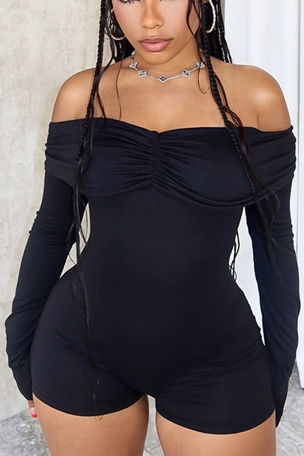 JR3417 Off Shoulder Long Sleeve Rompers