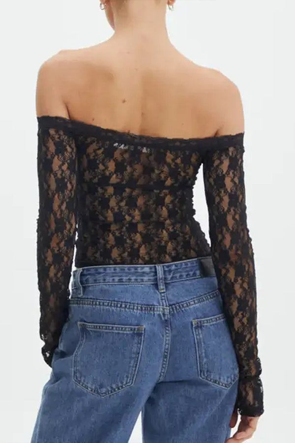 TS3197 Off Shoulder Lace Shirt Top