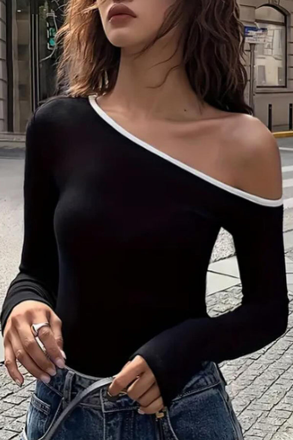 TS3359 Off Shoulder Fitted Shirt Top