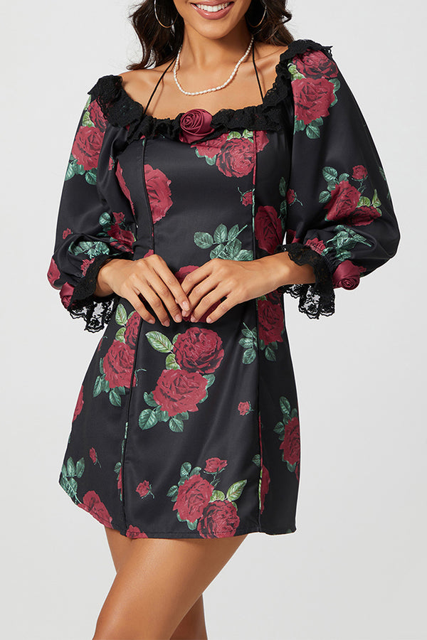 BS3513 Victorian Floral Mini Dress