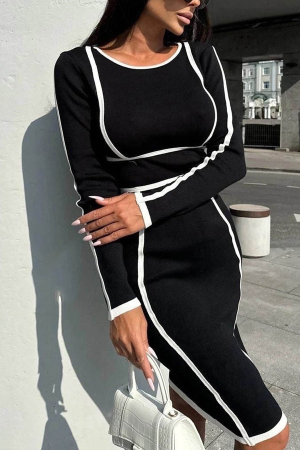 HBT1127 Contour Knit Pencil Dress