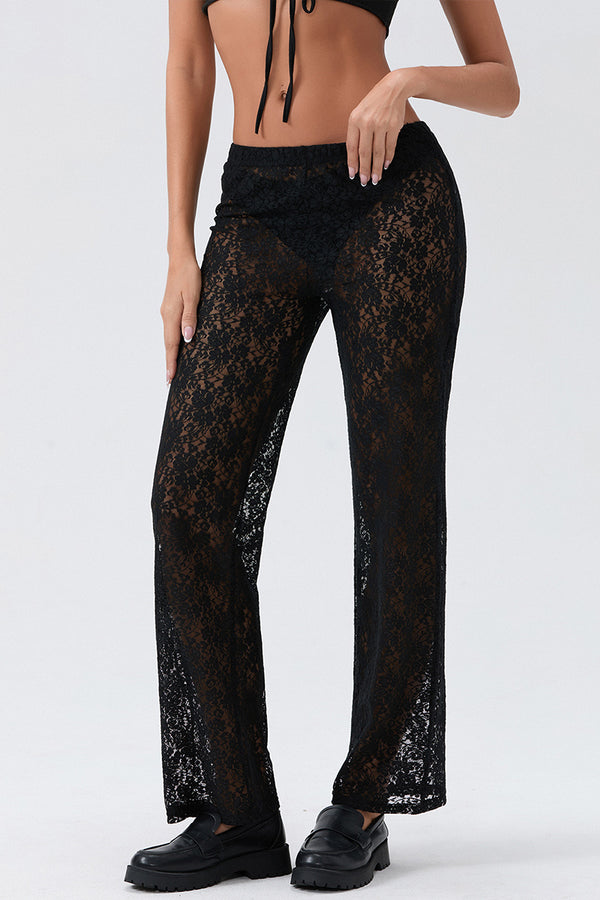 US3369 Crop Top and Lace Pants Set