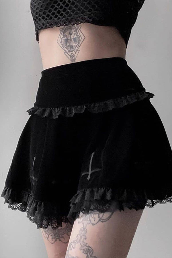 QS3466 Lace Gothic Mini Skirt