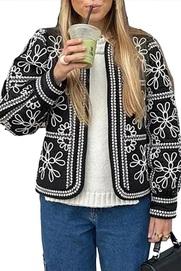 HCT1050 Vintage Embroidered Boho Jacket Outerwear