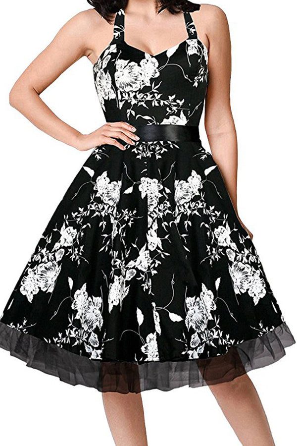 BT3157 Halter Vintage Midi Dress