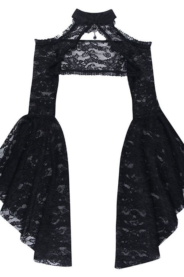 TS3483 Ruffle Lace Shrug Top