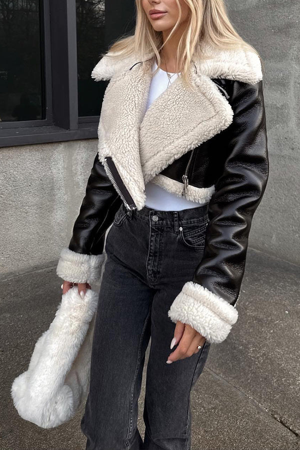 HCR1176 Cozy Cropped Shearling Jacket Outerwear