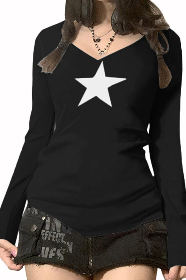 HTR1324 Star Power V-Neck Top