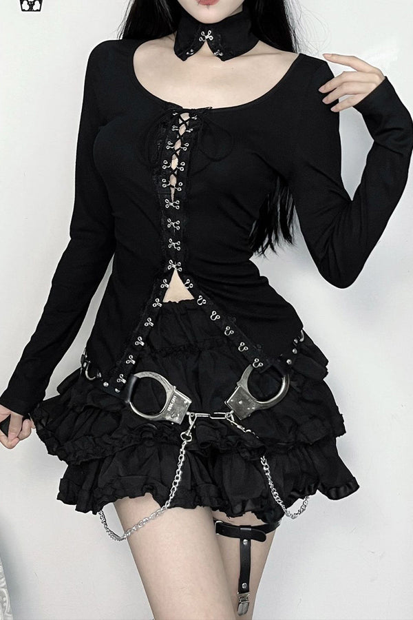 HTS1324 Gothic Lace-Up Corset Top