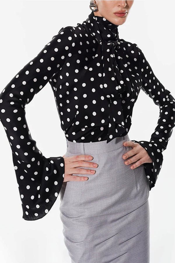 HTS1415 Vintage Glam Polka Dot Blouse Top