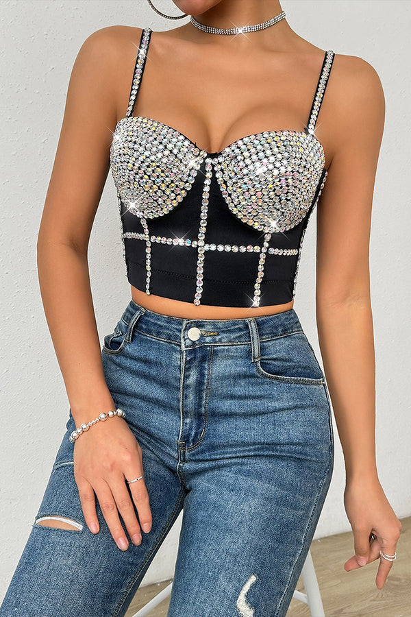 TQ3555 Rhinestones Bustier Top