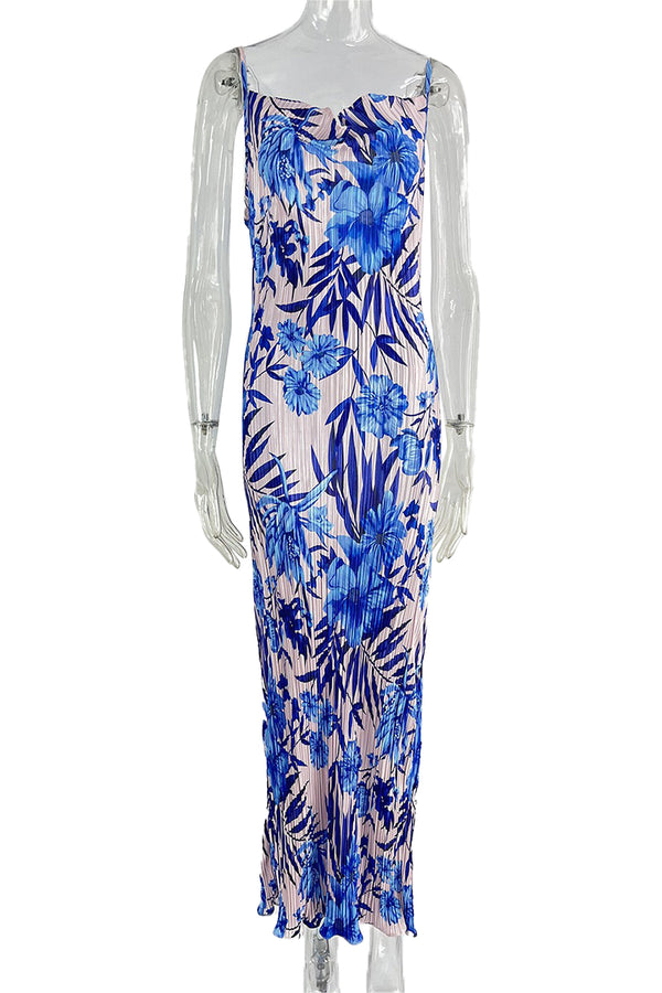 HBQ1323 Printed V-Neck Maxi Dress