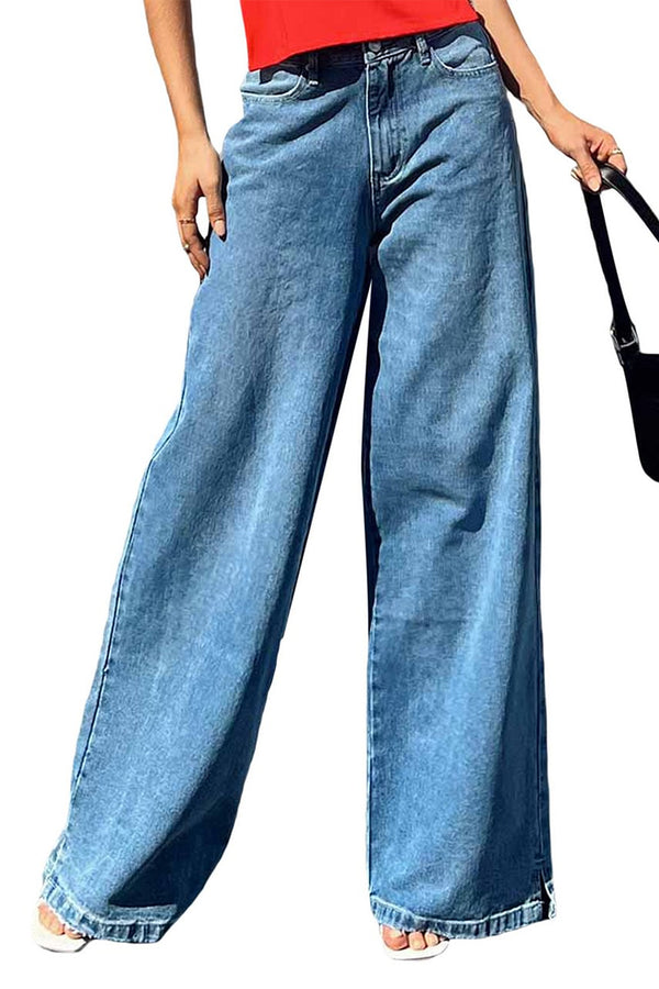 HPR1271 Retro High-Waist Wide-Leg Jeans Pants