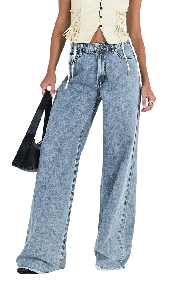 HPR1273 Vintage Flair Wide-Leg Jeans Pants