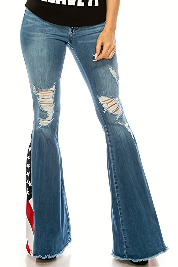 HPR1278 Patriotic Flare Denim Pants