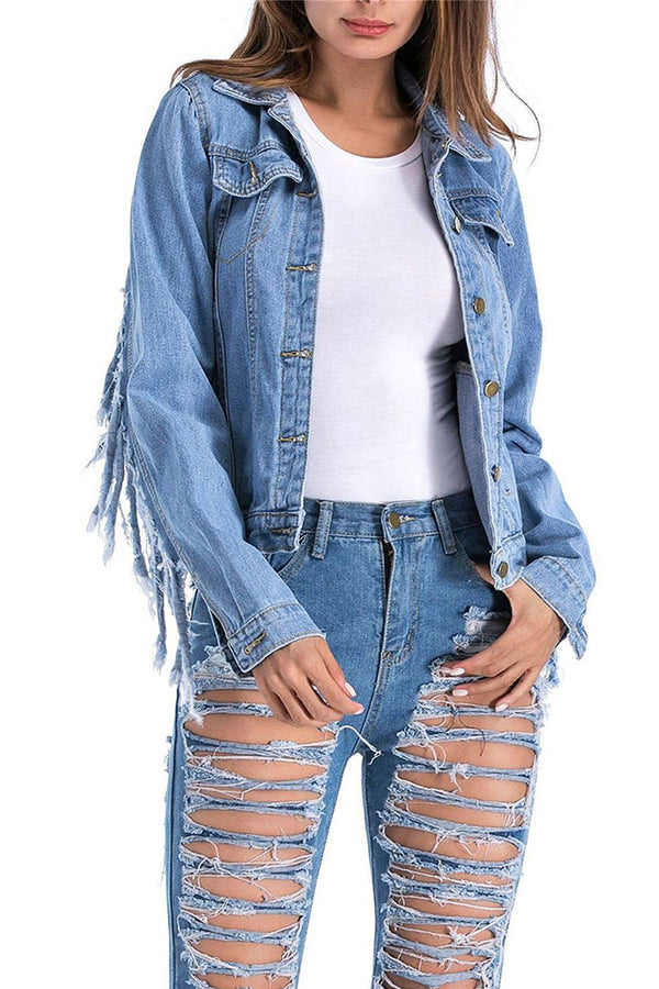 HWT1242 Fringed Denim Jacket