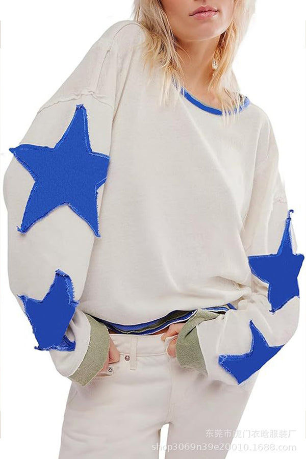 HWS1095 Starry Oversized Sweatshirt Top