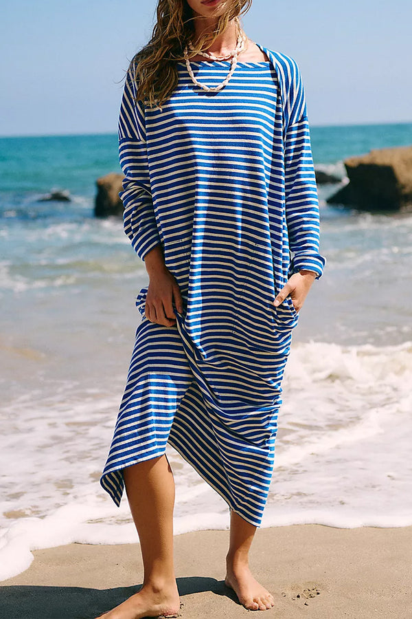 BS3299 Stripe Casual Long Dress