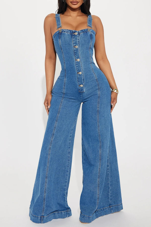 JS3444 Denim Overall Jumpsuits