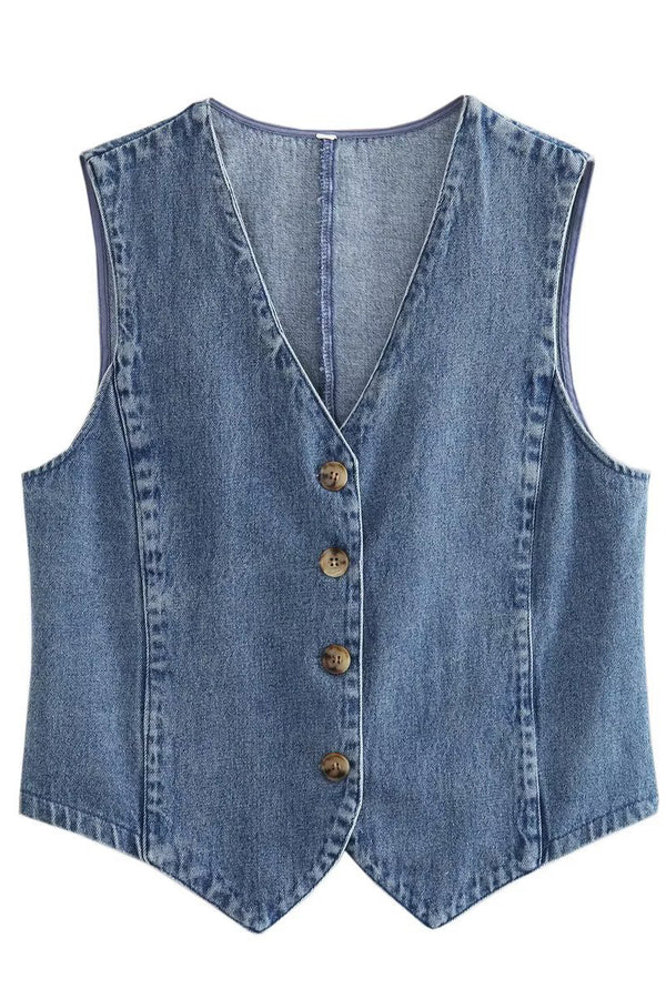 CS3387 Denim Waistcoat Vest Outerwear