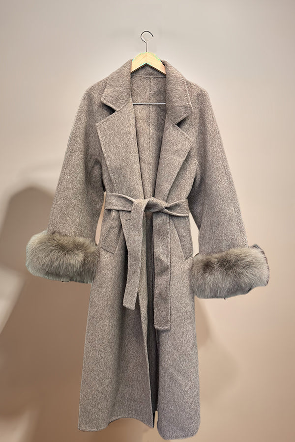 HCT013 Elegant Grey Wool Coat Outerwear