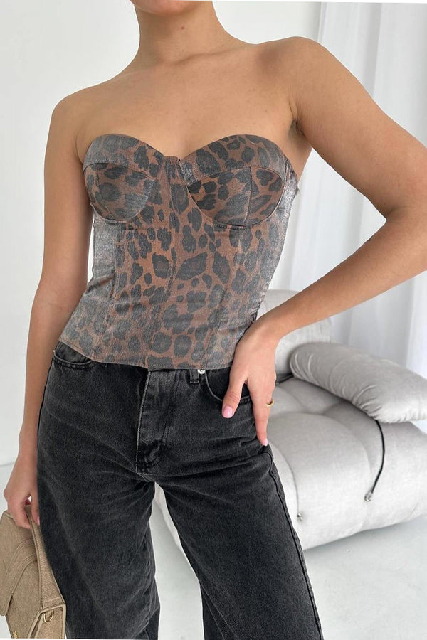 HTQ1275 Leopard Print Corset Top