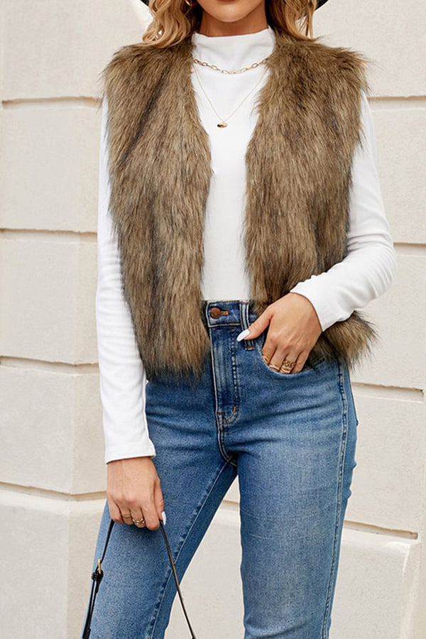 HCT1049 Rustic Charm Faux Fur Vest Outerwear