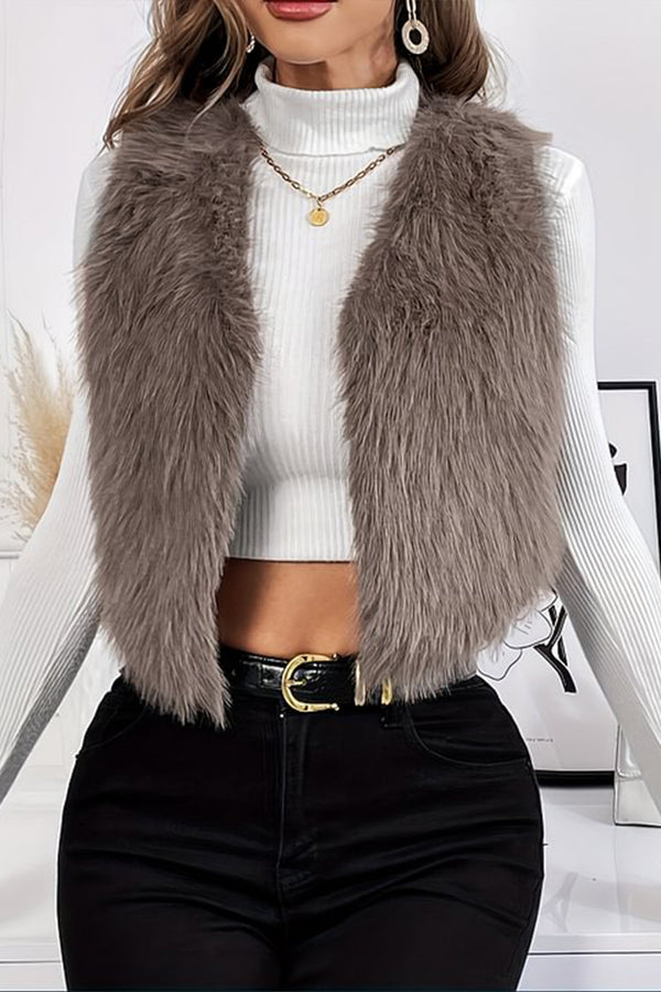 HCS1395 Frosted Glam Faux Fur Vest Outerwear