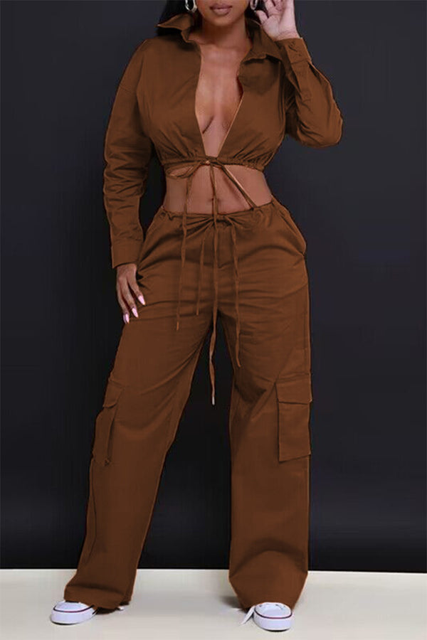 UT3071 Crop Shirt and Pants Set