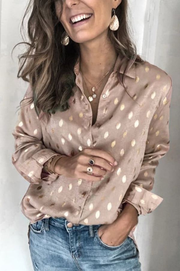 HTS1200 Polka Dot Satin Blouse Top