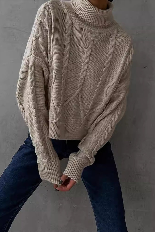 HWS1406 Chill Vibes Cable Knit Crop Sweater