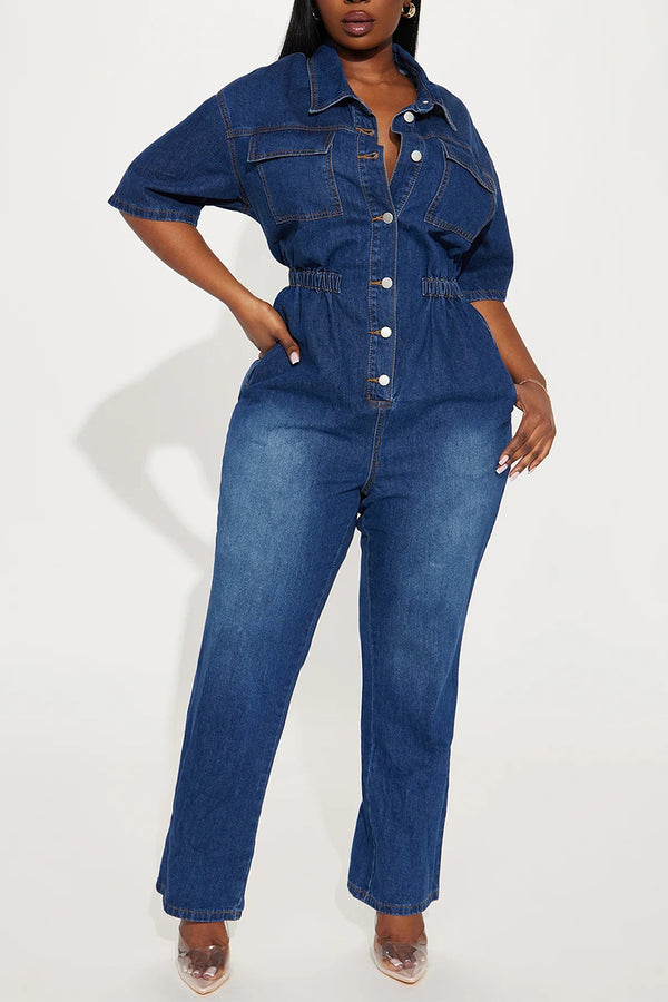 JS3448 Cargo Style Denim Jumpsuits