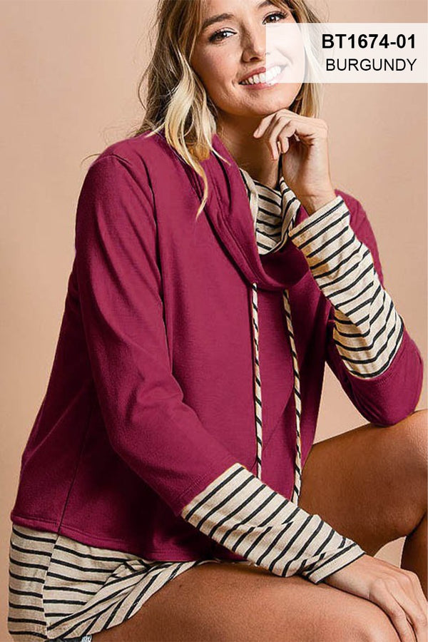 HWT1238 HOODIE WITH STRIPES Top