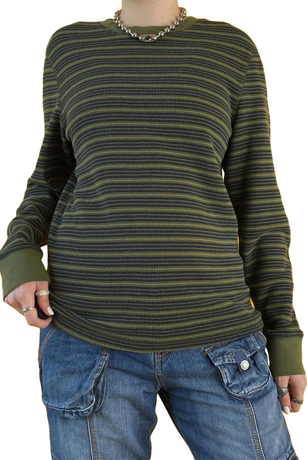 WR3336 Stripe Knitted Sweatshirt Top Outerwear