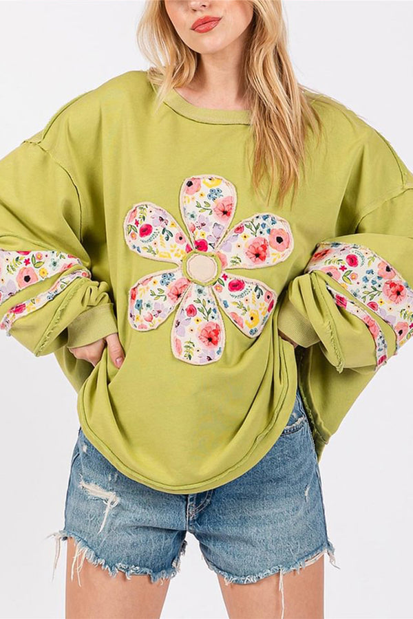 HTT1163 Blooming Flower Power Sweatshirt Top