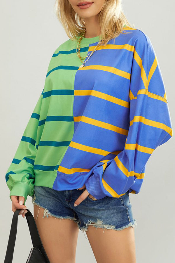 HTR1348 Colorblock Stripe Sweater