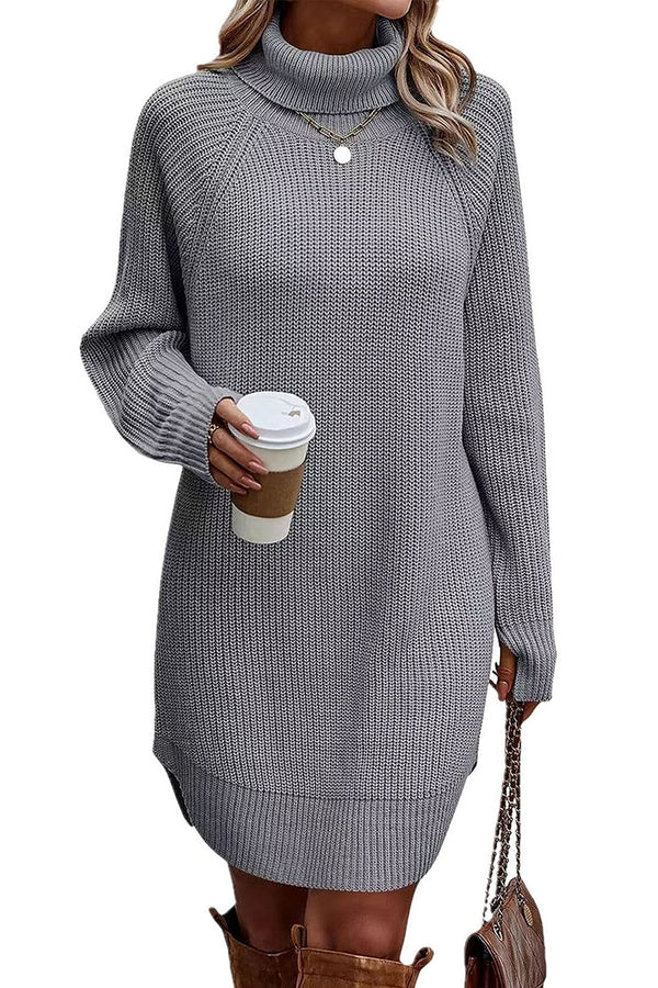 HBR1292 Snug & Chic Turtleneck Sweater Dress