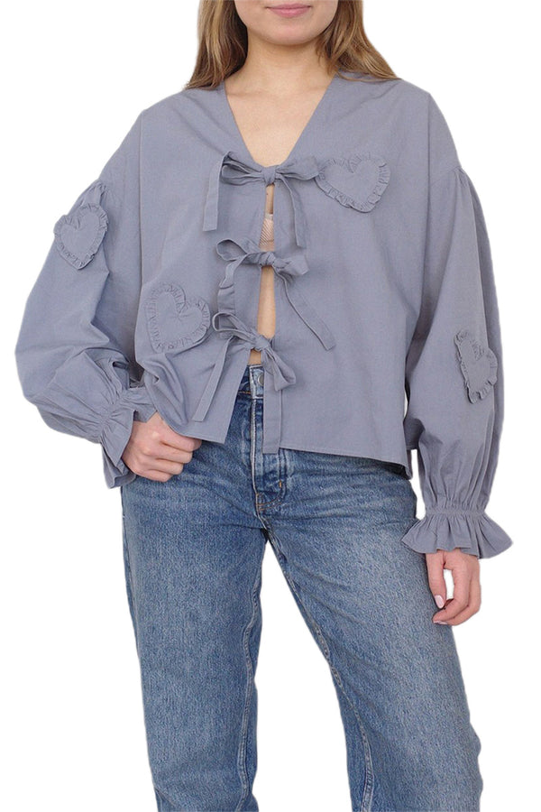 TR3315 Ruffle Heart Blouse Shirt Top