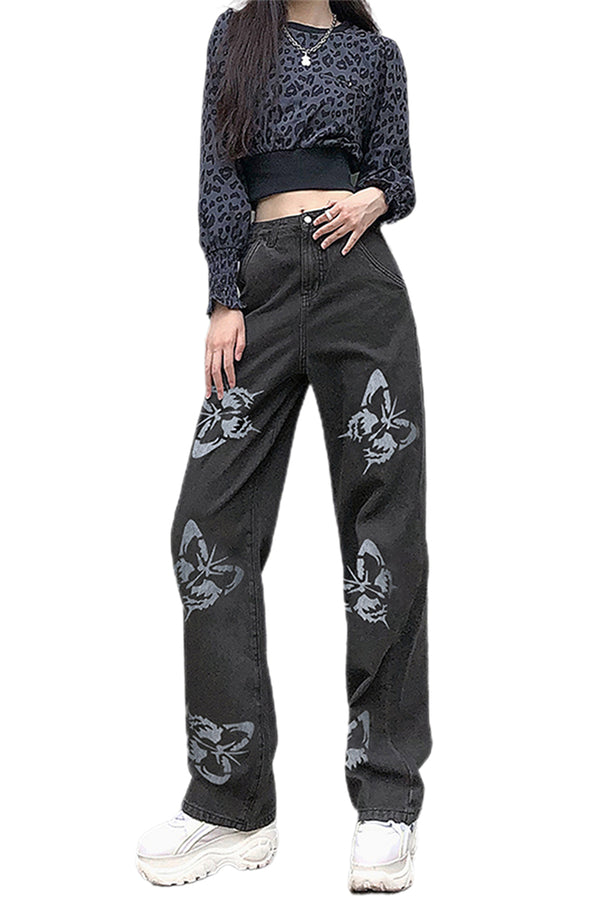 PT3095 Butterfly Denim Jeans Pant