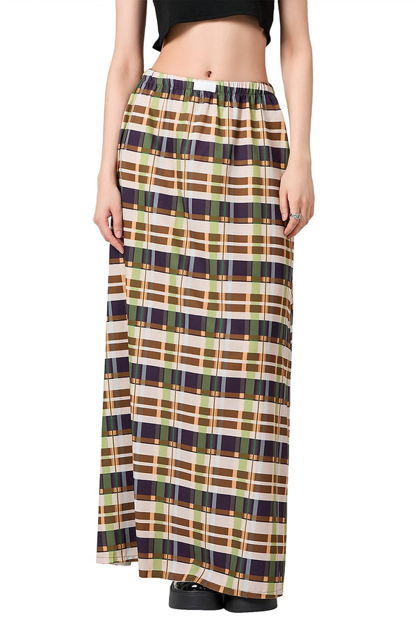 HQR1256 Urban Plaid Maxi Skirt