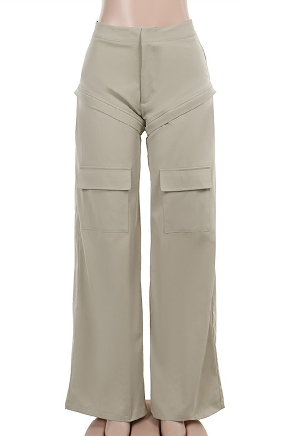 HPS1254 Utility Wide-Leg Cargo Pants