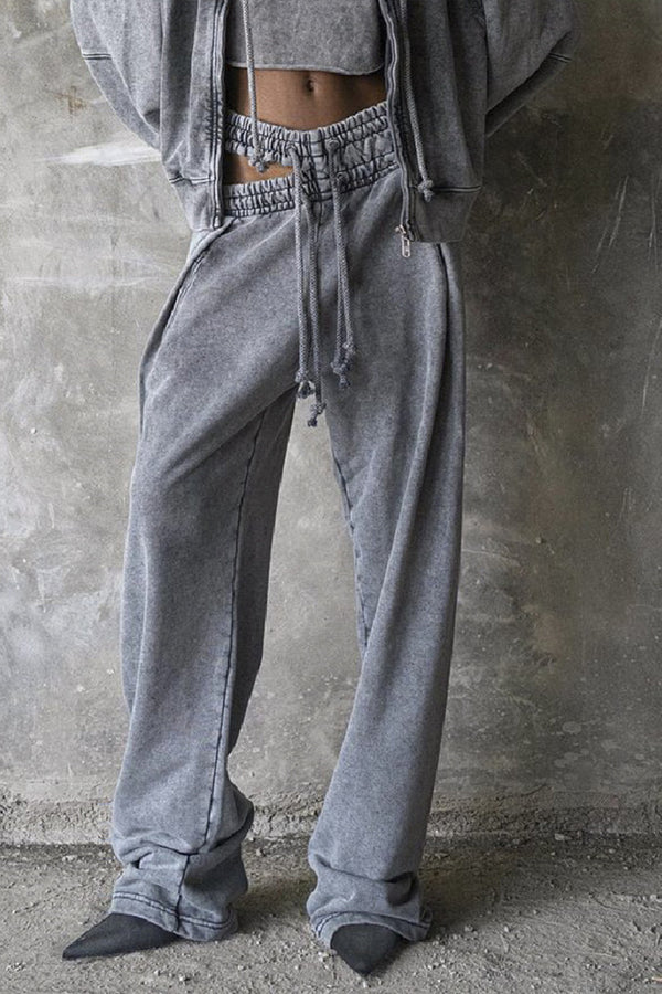 PS3411 Distressed Wide Leg Sweatpants