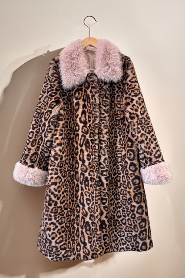 HCT010 Leopard Print Faux Fur Coat Outerwear