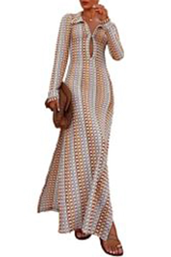 BR3304 Stripe Knitted Long Dress