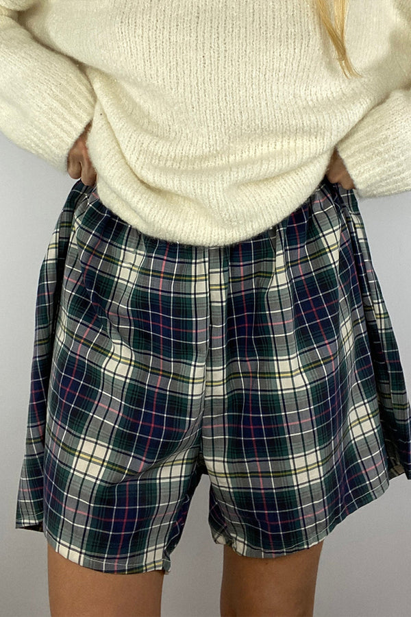 PS3366 Plaid Casual Shorts Pant