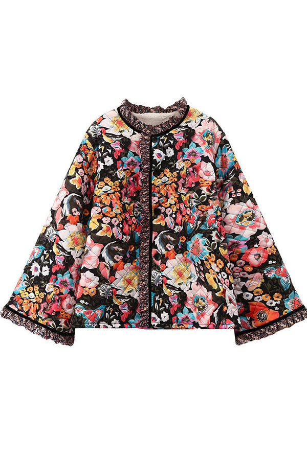 HCS1229 Floral Quilted Kimono Jacket Outerwear