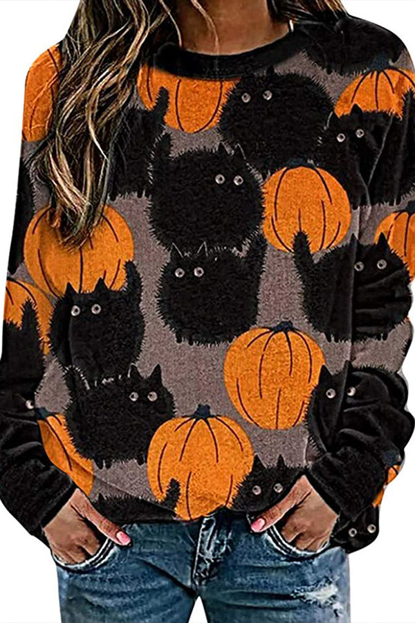 WS3304 Graphic Halloween Sweatshirt Top