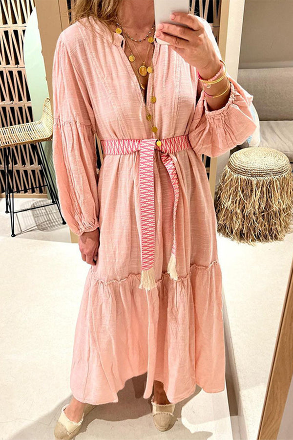 HBQ255 Peasant Sleeves Maxi Dress