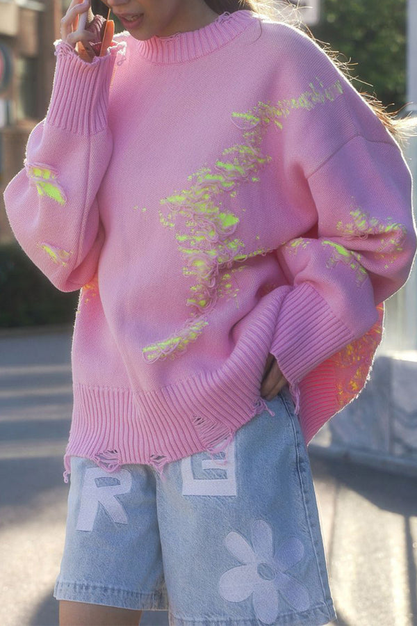 HWR1083 Neon Splash Oversized Sweater